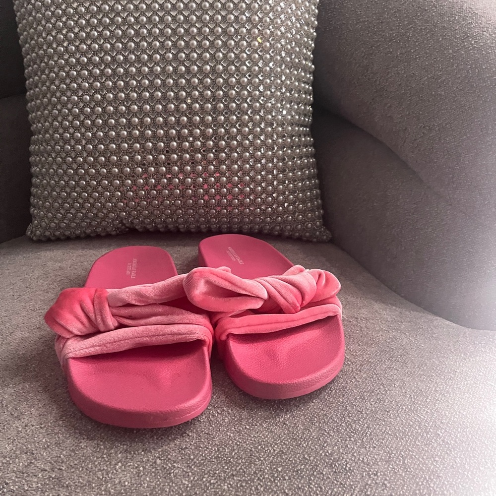Pink Knotted Slide Sandals